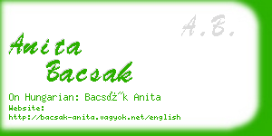 anita bacsak business card